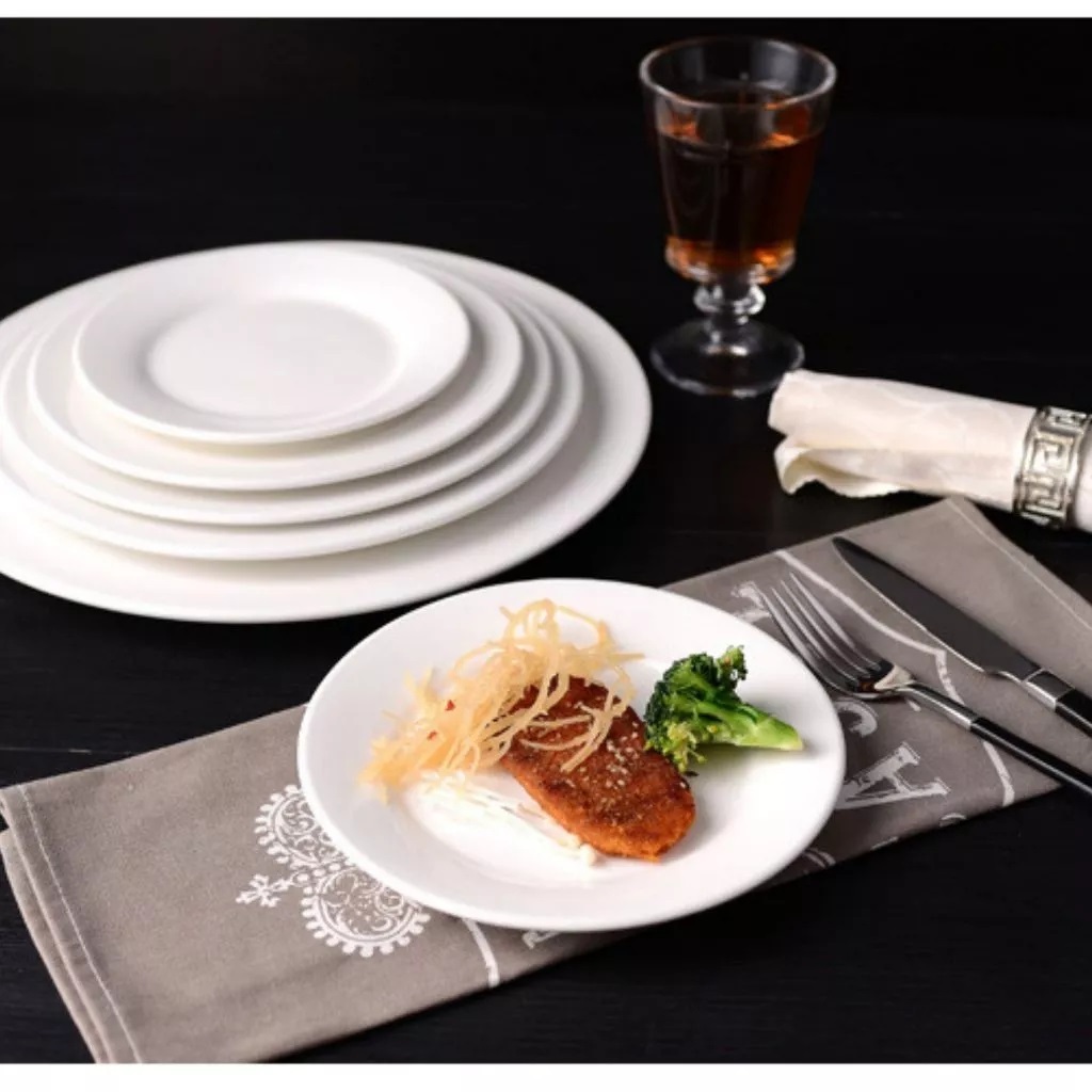 Piring Keramik Rata Polos / Piring Rata Polos Putih Piring Makan Minimaliss