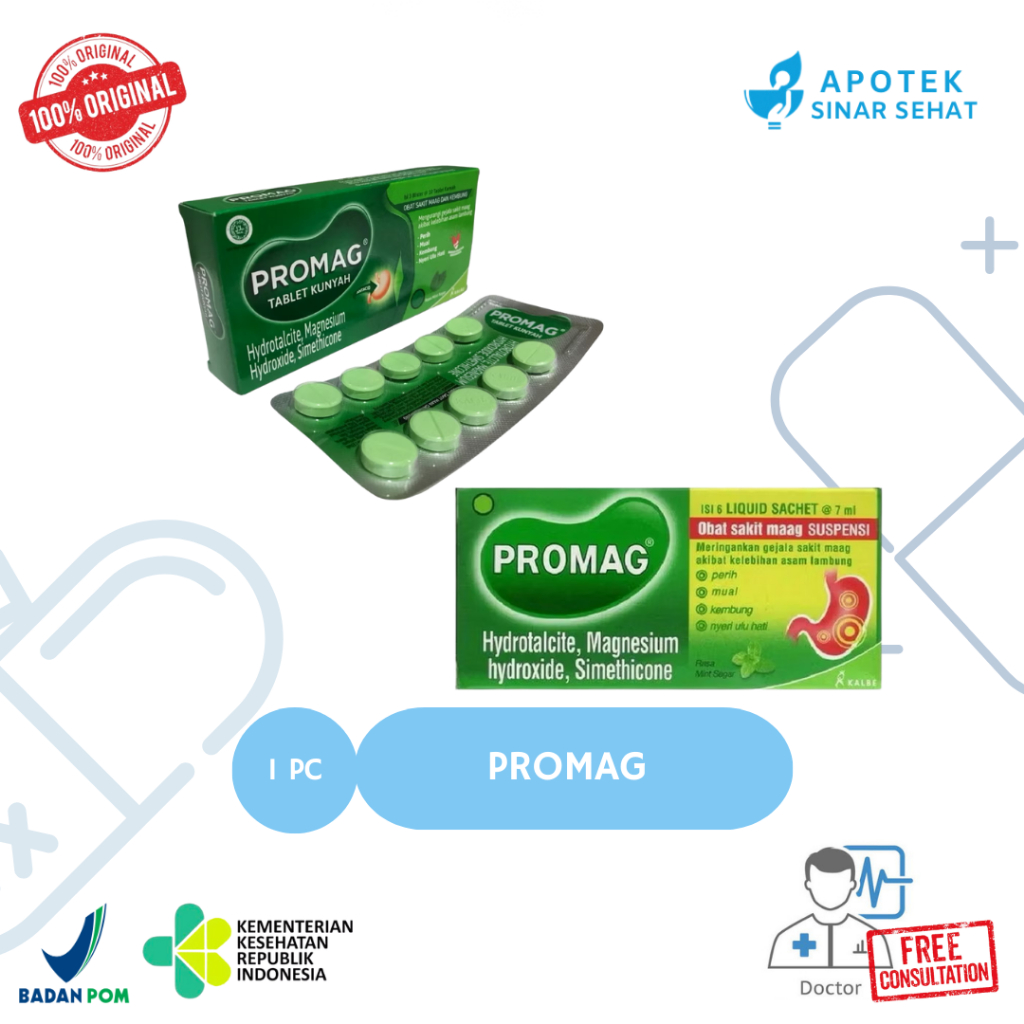 Promag Herbal 1 Kotak Isi 6 Sachet / Promag Tablet untuk Mengatasi Sakit Lambung dan Sakit Maag - Me