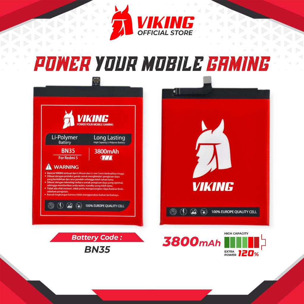 VIKING Baterai BN35 Double Power for XiaoMi Redmi 5 Batre Batrai Battery Handphone HP Dual Ori Origi