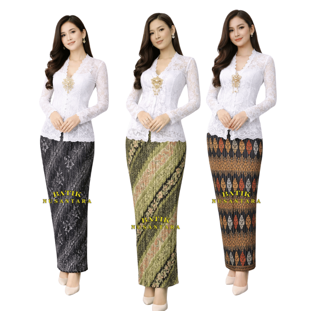 Plisket batik / rok plisket / plisket batik motif cm biru / bawahan kebaya modern terlaris