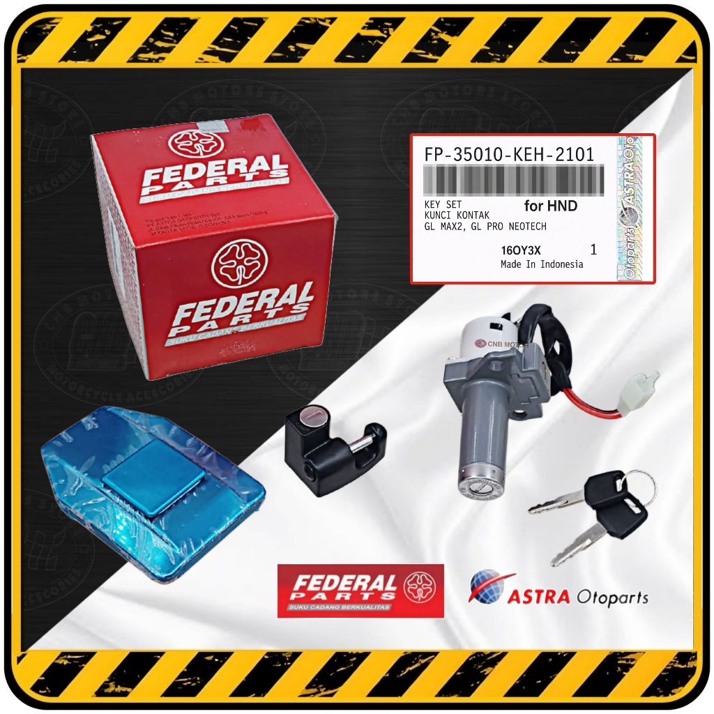 FEDERAL > Kunci Kontak set Tutup Tangki & Gantungan Helm Honda GL PRO / GL MAX NEOTECH