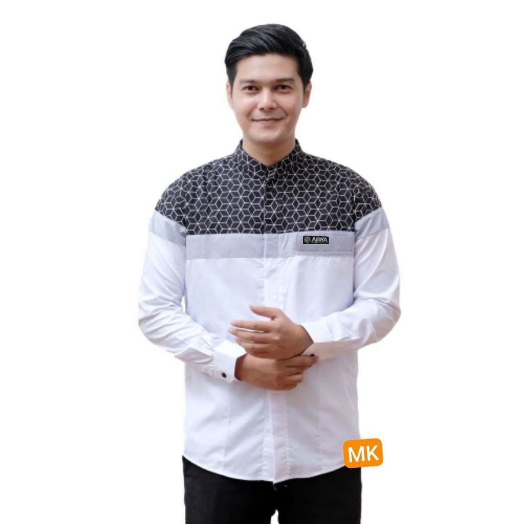 Baju Koko azzahir motif Senopati kemeja Koko Hadroh Abha Baju muslim Gus Azmi Lengan panjang terlari