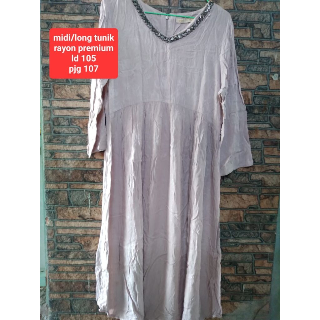 [PRELOVED] GAMIS MIDI LONG TUNIK RAYON