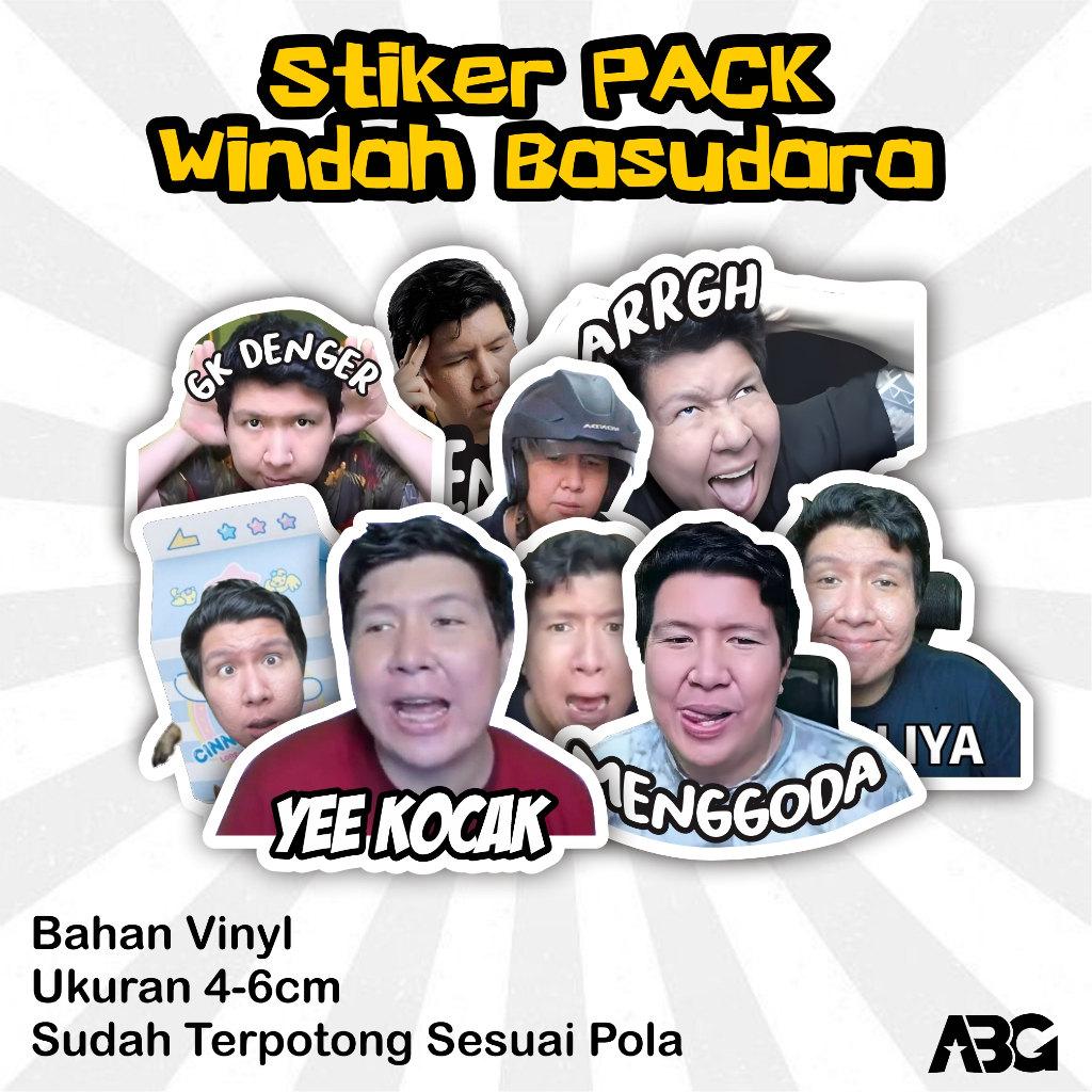 Sticker Meme Windah Aesthetic – Stiker Vinyl Waterproof Windah Basudoro untuk Laptop, Helm & Buku IS