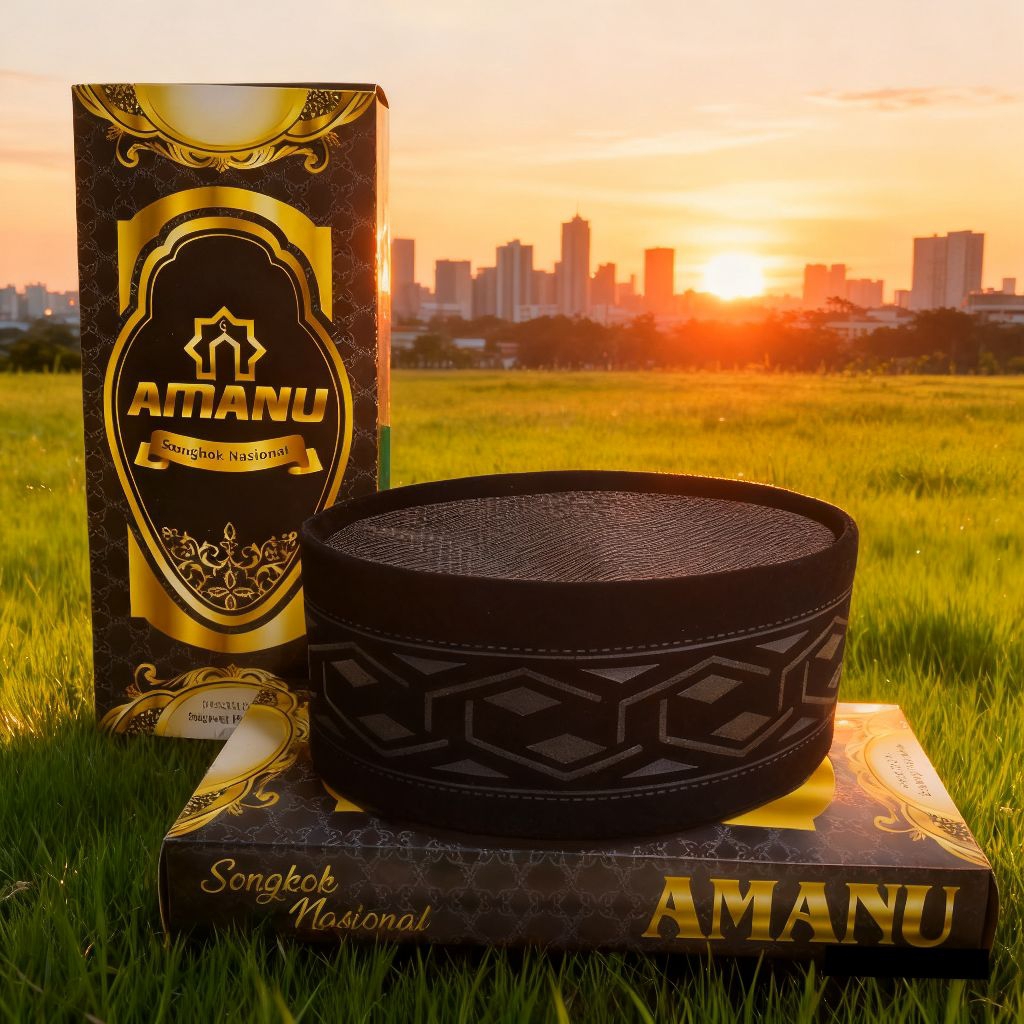 Songkok Full AC Motif 3D Batik Hitam/Peci 3D