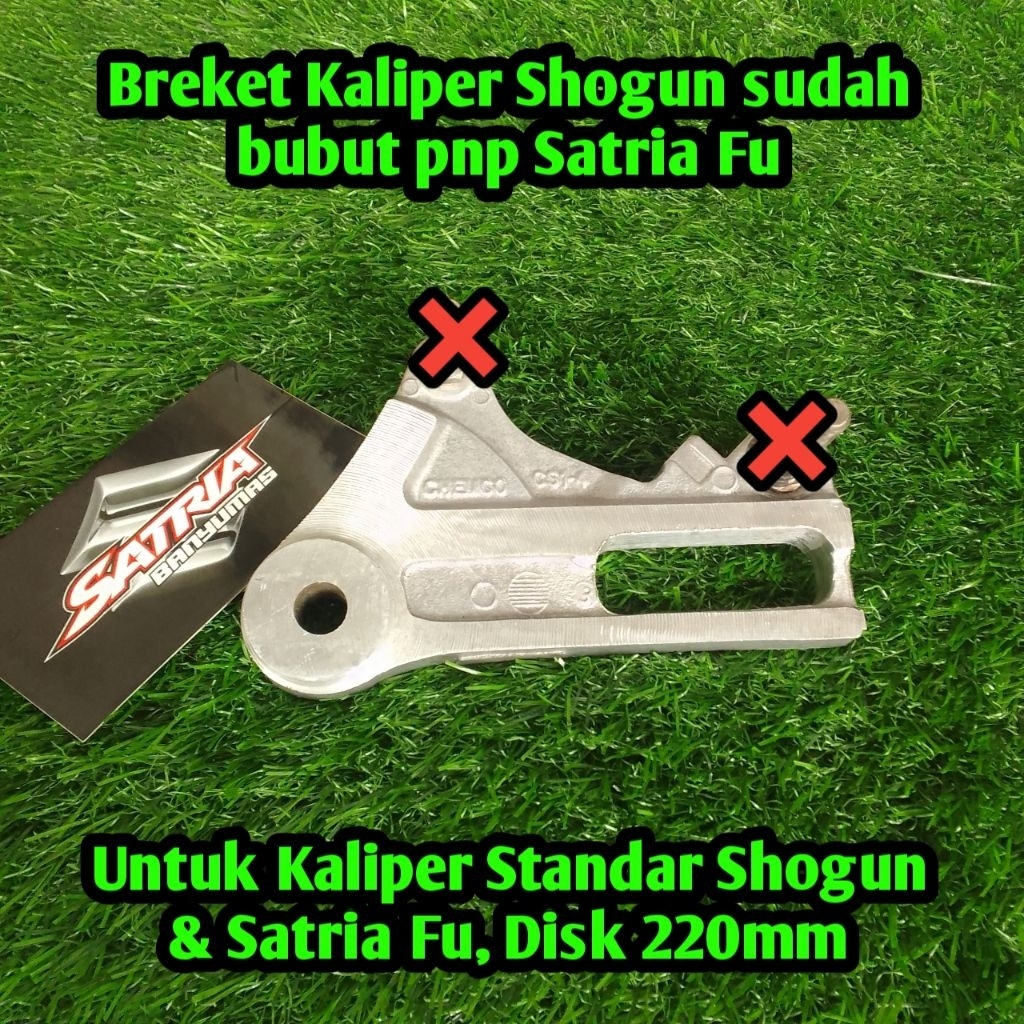 Breket Kaliper Belakang Shogun pnp Satria Fu Karbu Sudah Bubut untuk Disk 220mm.