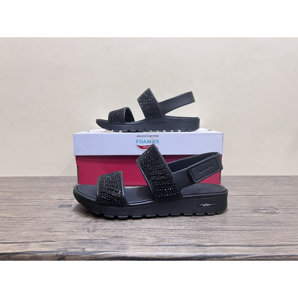 Sepatu Sandal Slip On Casual women Skechers Cali Arch Fit Footsteps Enchant Black 111531/BBK Origina