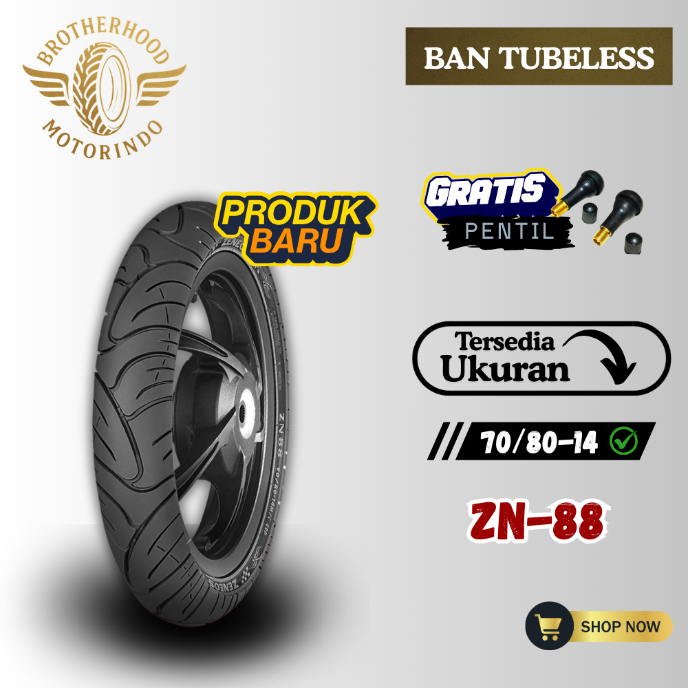 BAN ZENEOS ZN88 TUBELESS (70/80-14 / 70 80 14) BAN TUBBLES RING 14 / TUBBLES RING 14 / BAN MOTOR RIN