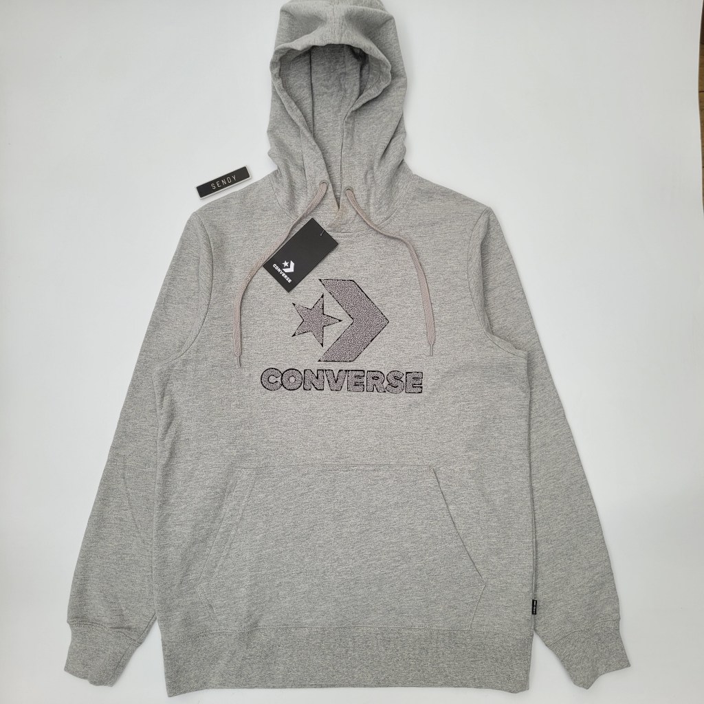 Converse All Star Chevron Pull Over Hoodie Original Grey Jaket Jacket Kupluk Ori BNWT
