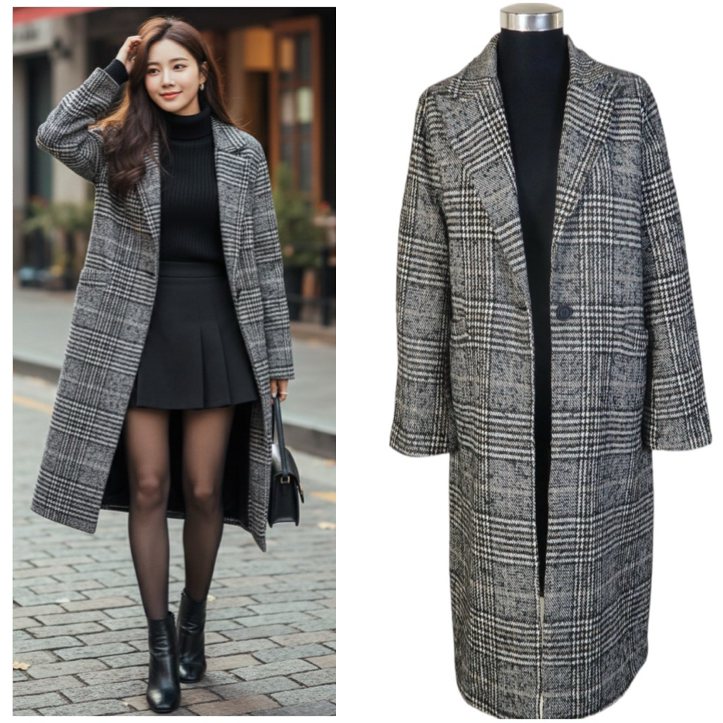 Women houndstooth coat
