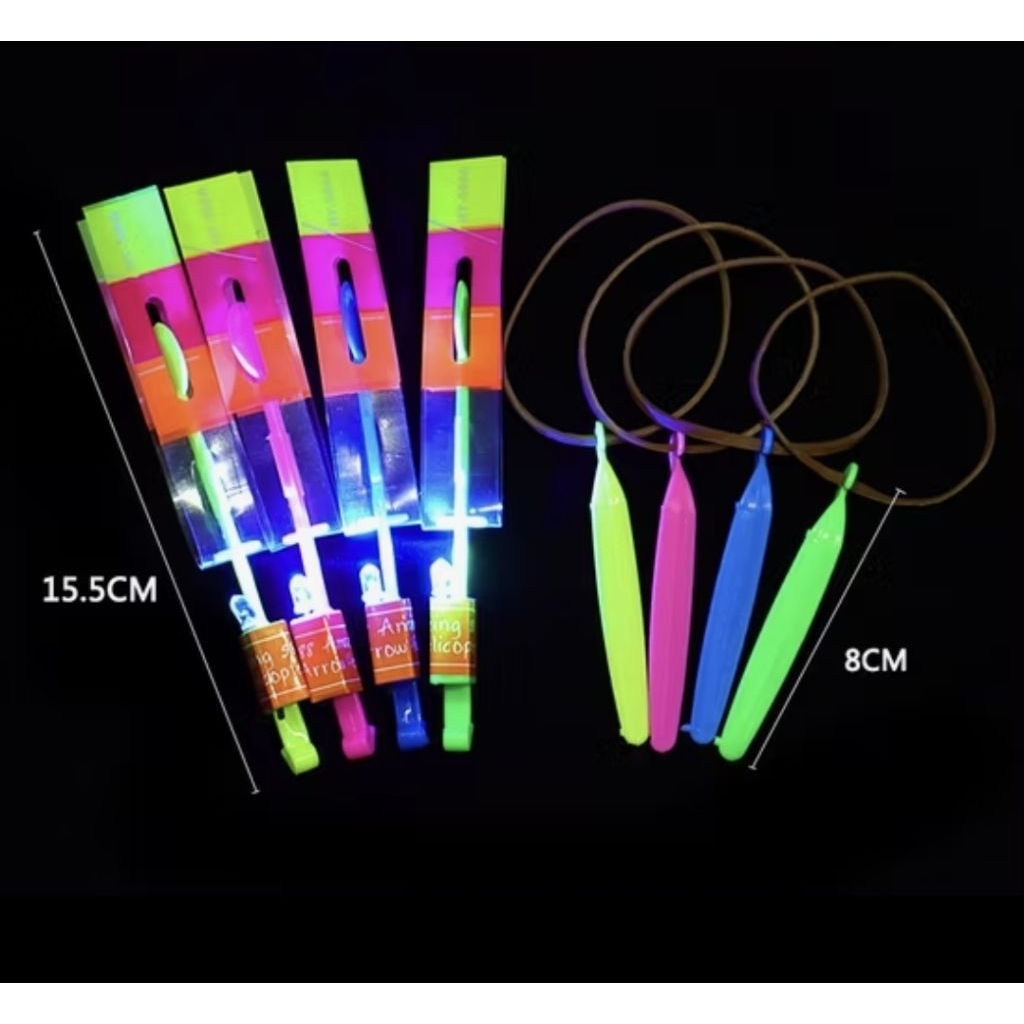 10 Pcs Baling Lampu Panah Mainan Slepetan Lampu LED Terbang Ketapel Lampu