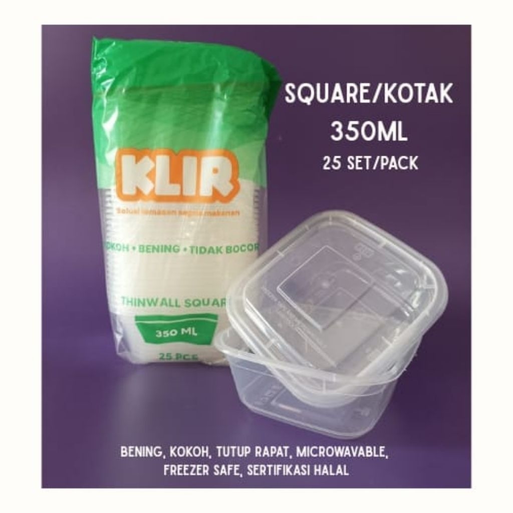 Thinwall Kotak Klir 350ml / Thinwall Square 350ml. Isi 25 pcs