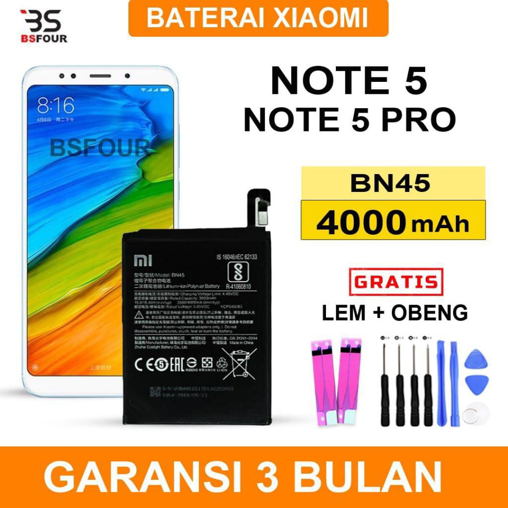 BATRE BATERAI BN45 HP XIAOMI REDMI NOTE 5 REDMI NOTE 5 PRO ORIGINAL GERATIS OBENG 8IN DAN LEM BATRE