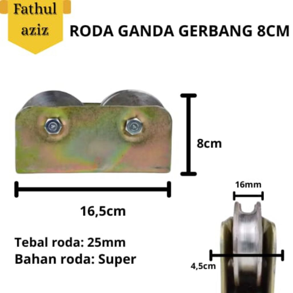 Roda Ganda Gerbang Pagar Geser 8cm Besi Super