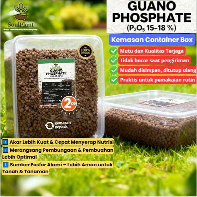 SoulPlant- Pupuk Guano Phosphate 2Kg P2O5 15–18% Pupuk Organik Fosfat Tinggi untuk Akar, Bunga, Buah