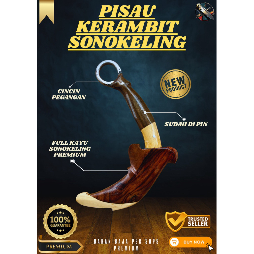 [BILAH_PISAU] PISAU KERAMBIT SONOKELING PISAU BAJA SUPER TAJAM Bahan Baja Per SUP9 Asli Original