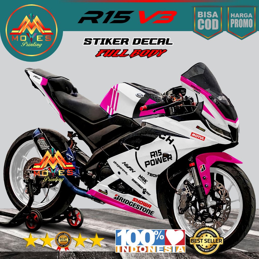 BISA COD Decal Stiker R15 V3 Full Body Stiker Decal R15 V3 motip balap Full Body - BISA COD Decal St