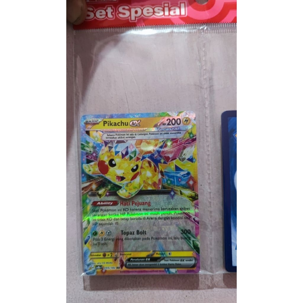 KARTU TCG POKEMON Pikachu EX RR sv8s 055/182 KILAT RASI Bahasa Indonesia