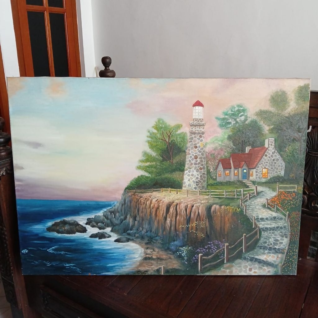 Lukisan Real Canvas Pemandangan Laut Aesthetic