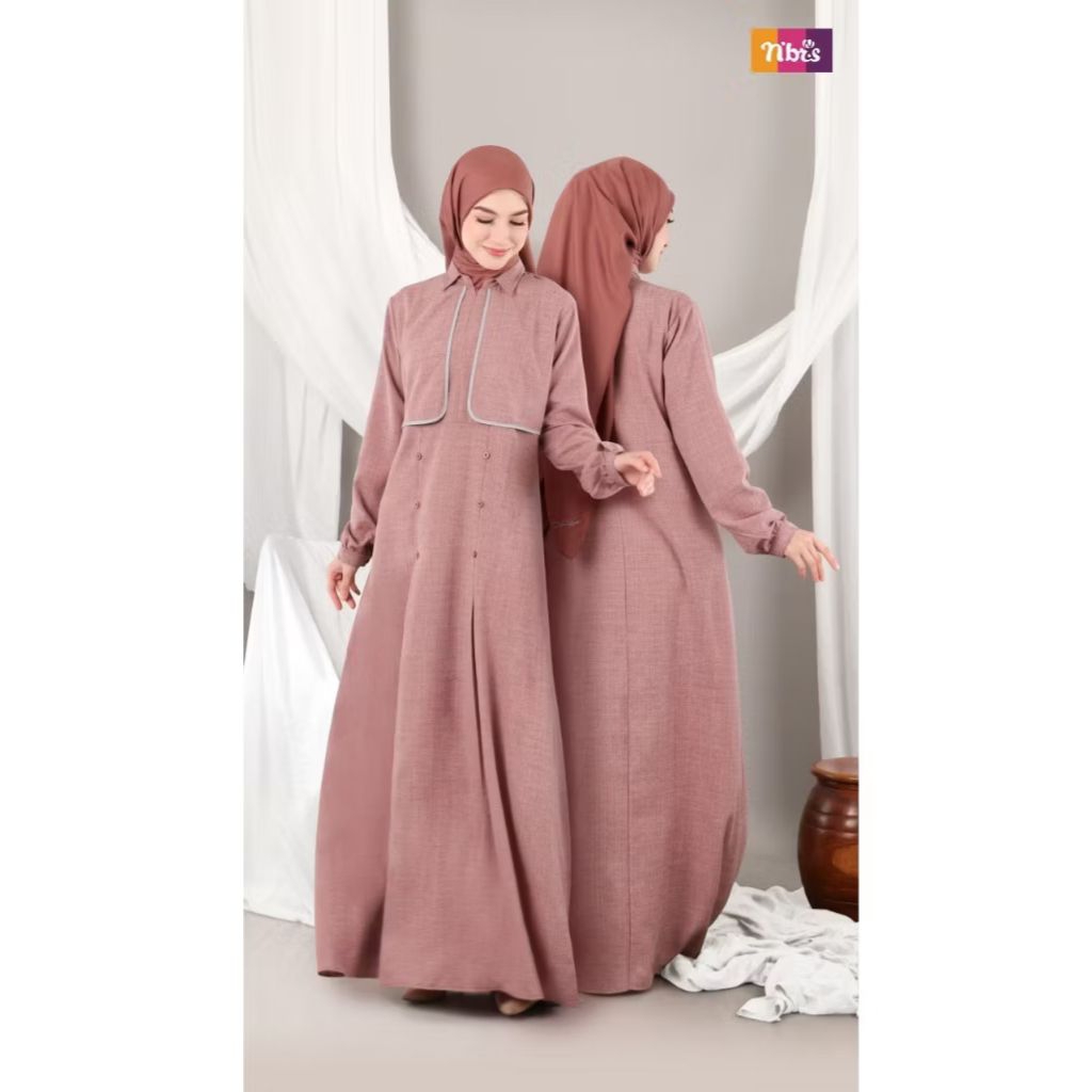 [READY]Nibras NB B186 Dress Gamis Nibras warna maroon size S