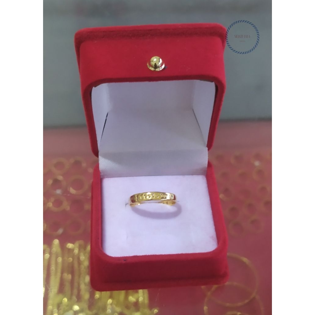 Cincin 1/2 rantai halus emas kadar 24 karat