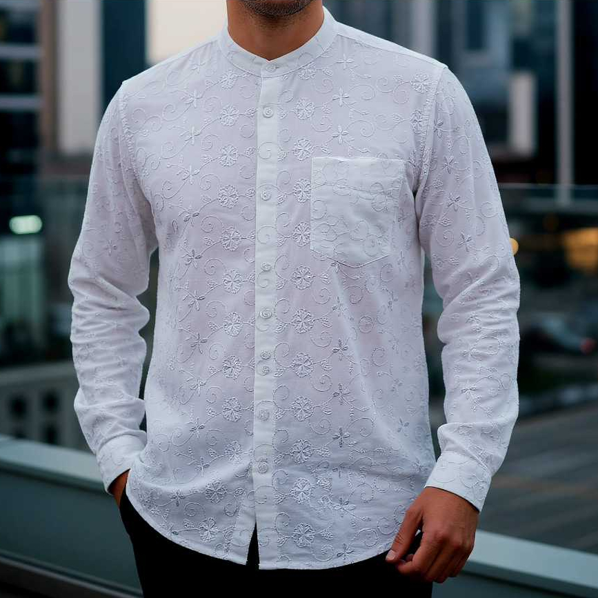 ASB Baju Kemeja Putih Kemko Bordir Shoba Pria Muslim Koko Dewasa Motif Bunga Premium Atasan Terbaru