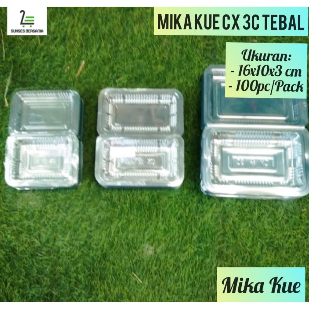 (100pcs/1Pack) Mika Plastik CX 3C/Mika Makanan cx 3c/Kotak Mika cx3c/Mika Kue cx3c