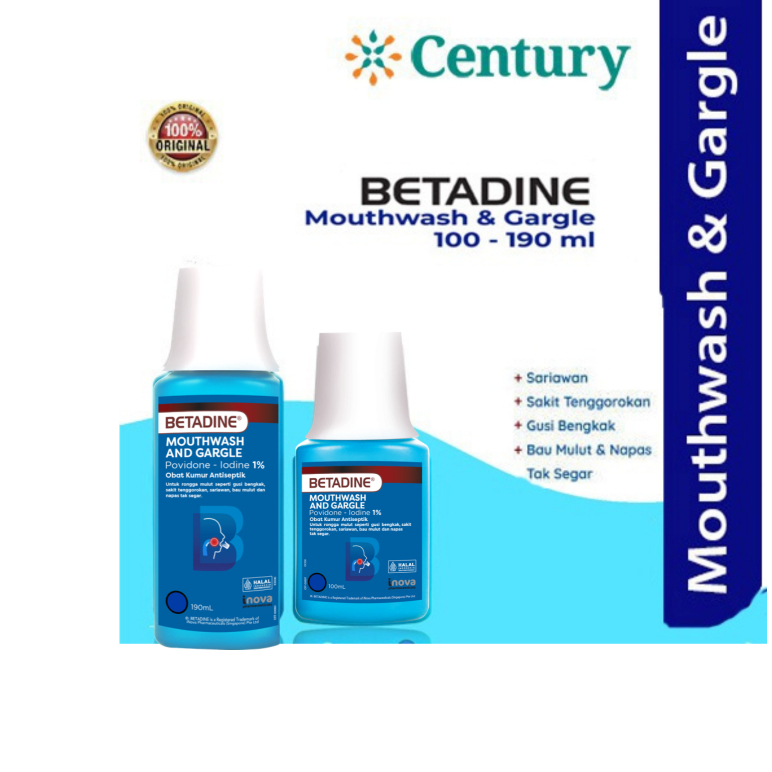 Betadine Mouthwash & Gargle/Betadine Kumur 190 ml/Betadine Gargle/Betadine Kumur 100 ml