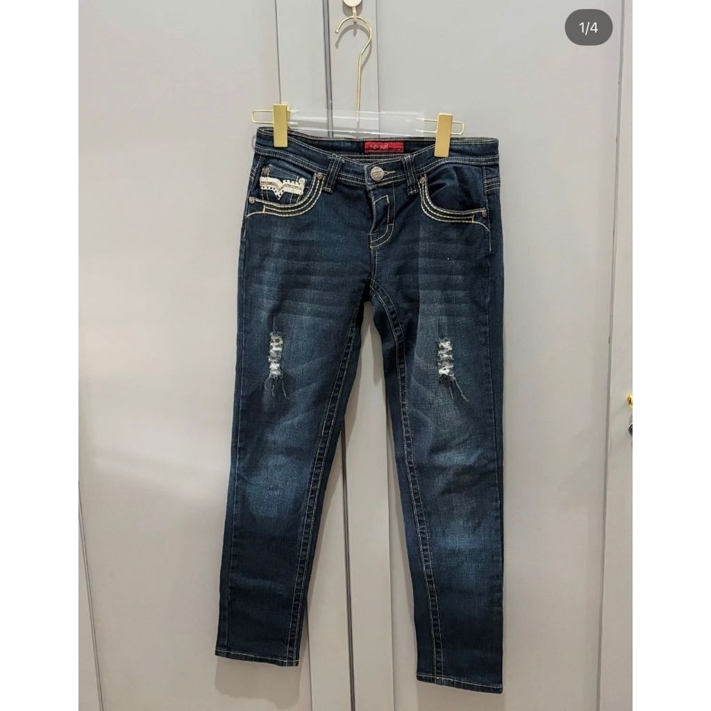 (LIKENEW) Celana Jeans Hassenda Matahari Dark Navy Wanita