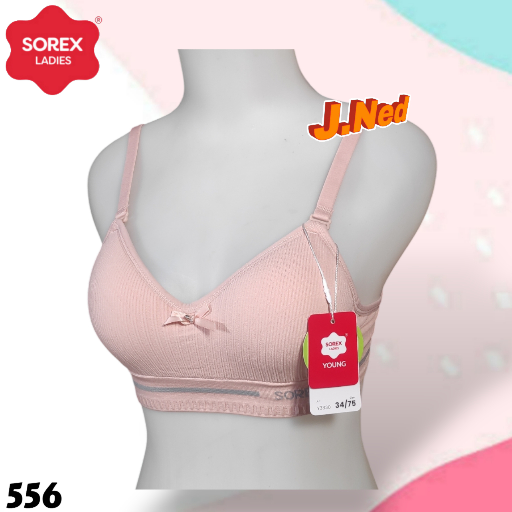 A556 (1-3 Pcs) Sorex Bra Remaja Tanpa Kawat Cup A Kecil Size 32 - 36 Tiga Pengait