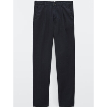 Massimo Dutti Men's Leisure Fit Cotton Blend Trousers in Navy Blue - Celana Panjang  Basic Casual Ke