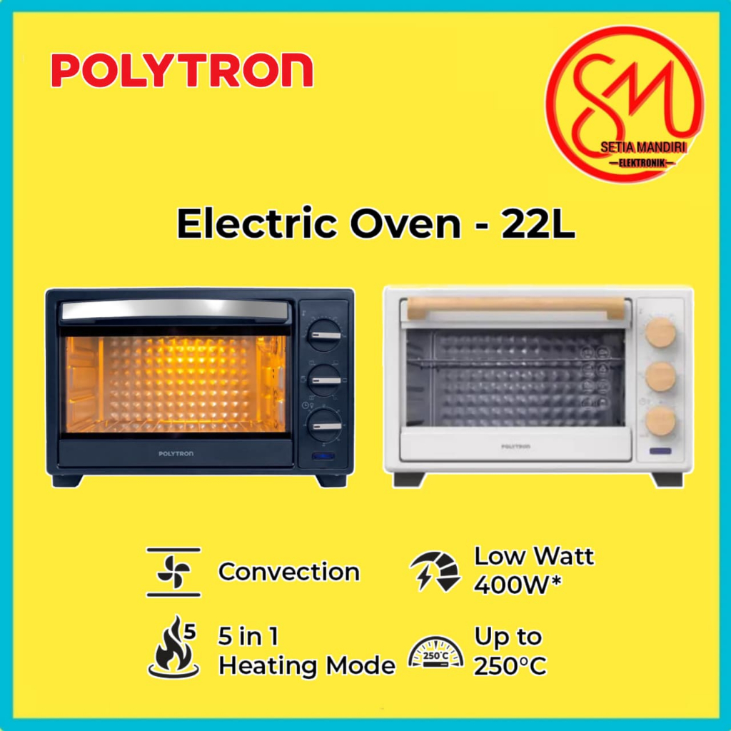 POLYTRON Kitchenmate Oven Listrik Low Watt 22 Liter - PEO 22B2B / PEO 22B2W