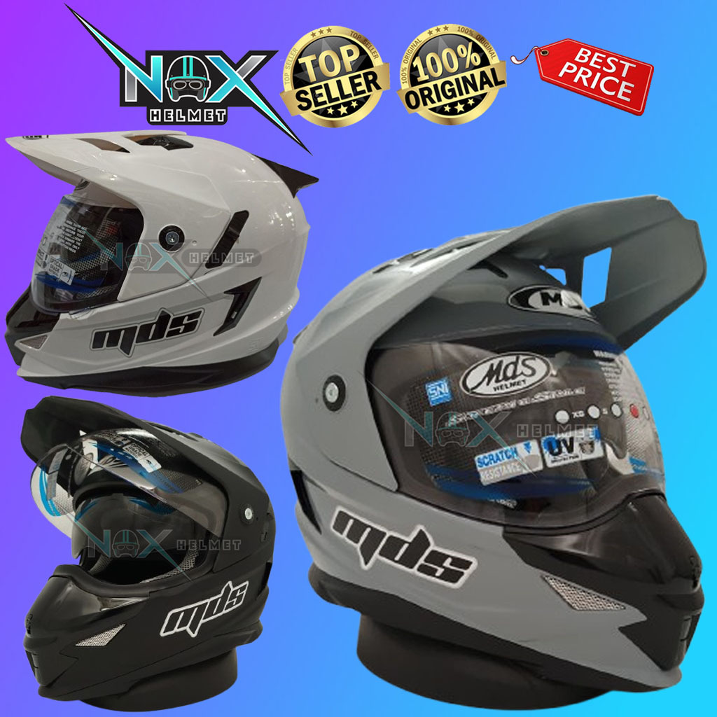 Helm MDS Super Pro Solid Polos Cross Supermoto Fullfase Original