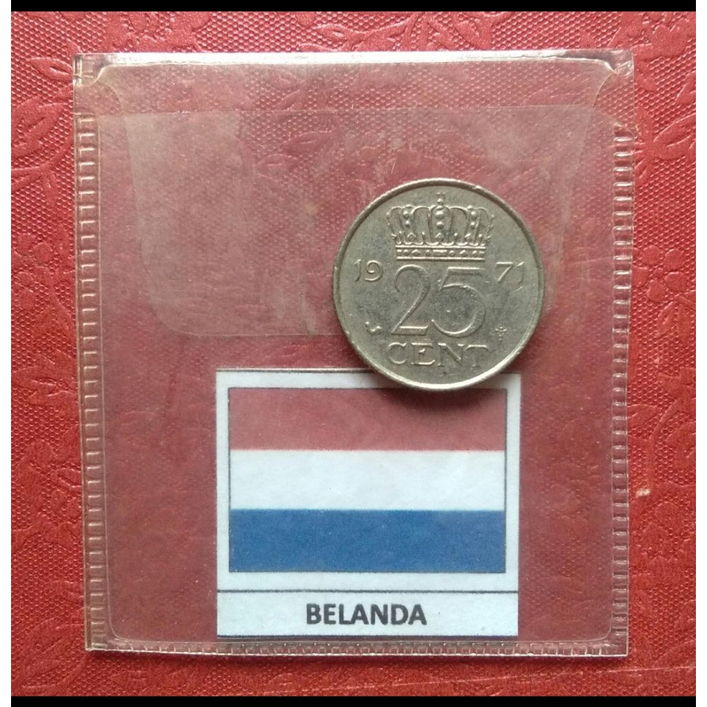 Koin 25 Cent Belanda Nederlands Juliana Koningin Tahun Random Koleksi Uang Logam Coin Kuno Jadul Lan