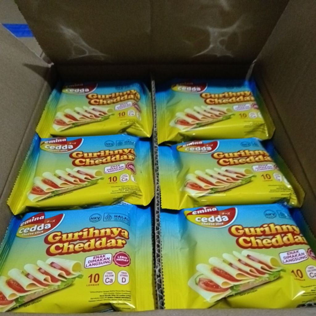 Emina Keju Cheddar Slice Isi 10 x 24 pack 1 Karton Exp 12.26