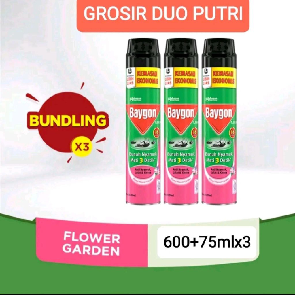 BUNDLING 3 PCS BAYGON flower garden 600+75ml pembasmi serangga ampuh termurah