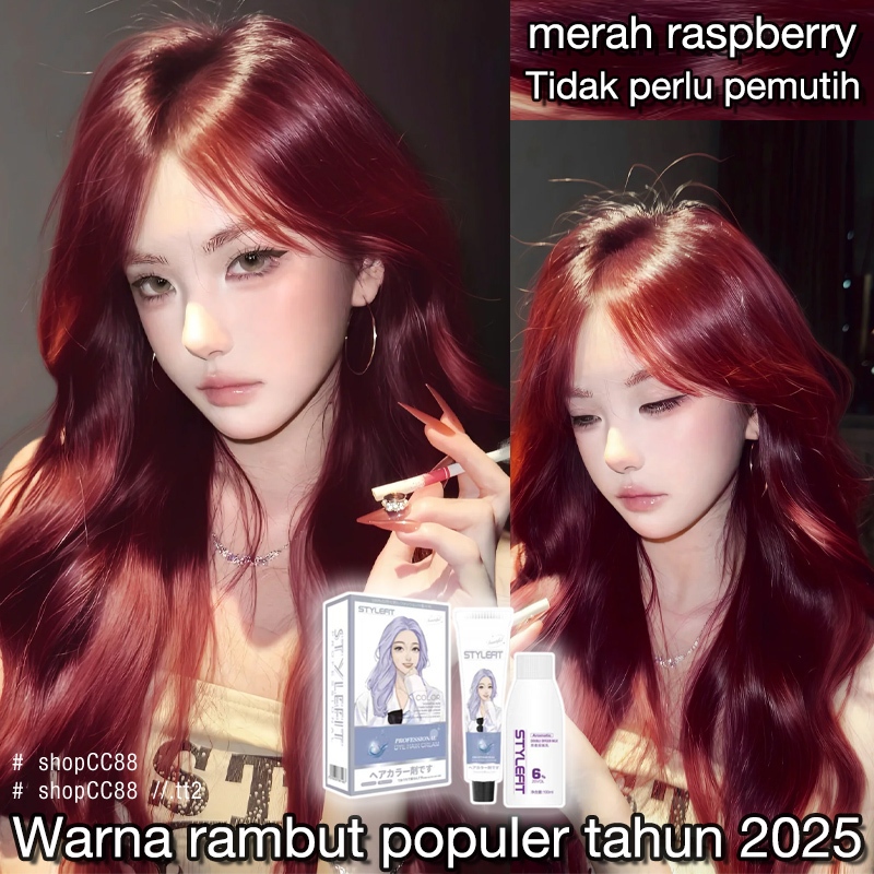 (Beli 100ml gratis 100ml)STYLE FIT cat rambut*200ml,merah anggur,Ekstrak Tanaman,DIY di Rumah Tanpa 