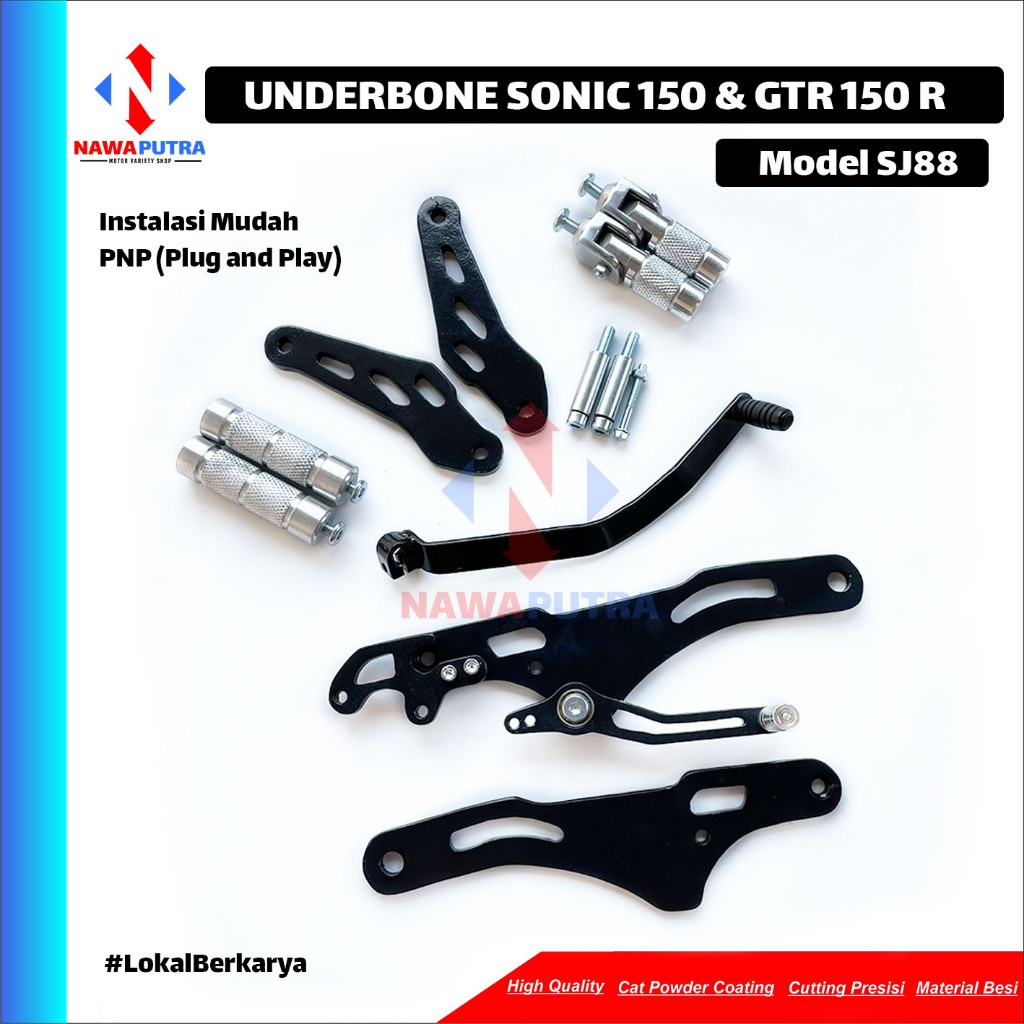 Footstep Underbone Sonic 150R Model SJ88 Bahan Plat Besi 8mm Cutting CNC PNP Sonic 150 R / GTR 150 R