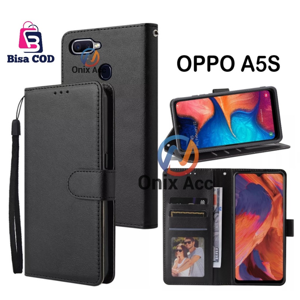Flip Case OPPO A5S Casing Dompet Kulit
