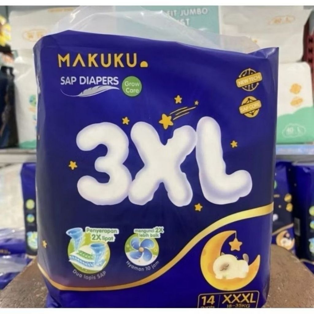 Popok Bayi Makuku Pants Growcare Xxxl14/Xxxl28 -popok untuk berat25kg