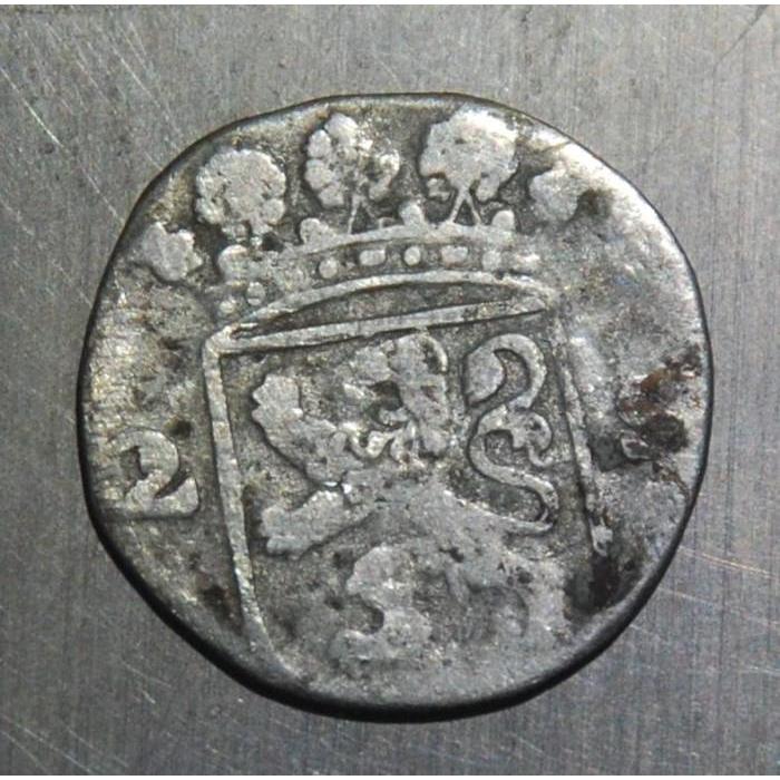 BL620 koin 2 stuiver 1735 dari Probinsi Hollandia Belanda, koin perak era VOC