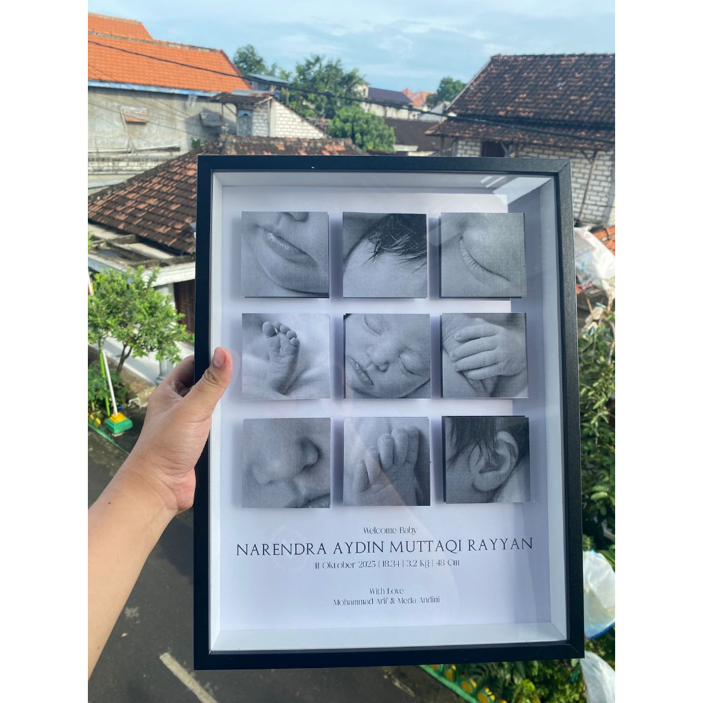Frame Foto Baby Newborn Bingkai Foto Bayi Baru Lahir Hadiah Gift Kado Bayi Lahiran Ukuran 30x40 3D
