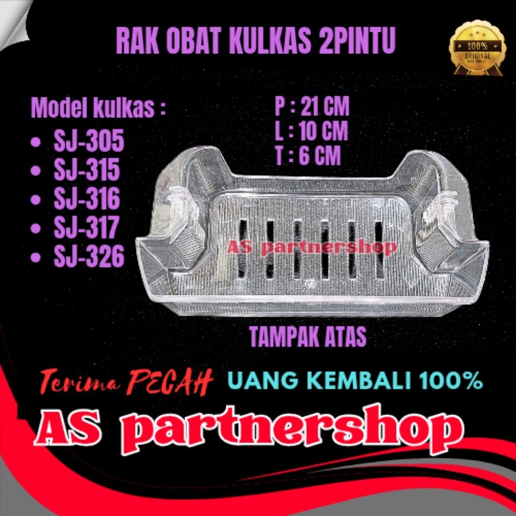 rak obat kulkas sharp 2pintu sj-305,sj-315,sj-316,sj-317,sj-326 original 100%