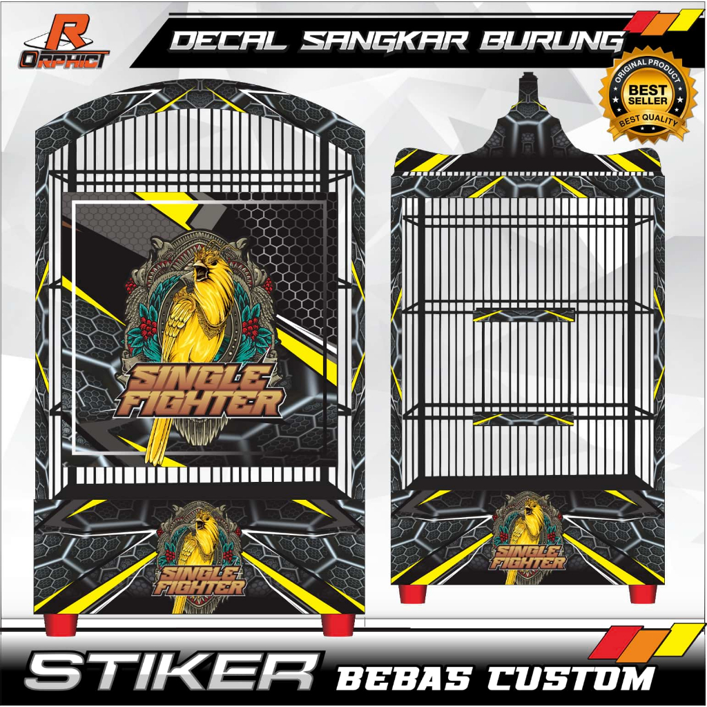 DECAL sangkar STIKER custom anti air cendet cucak ijo kenari kacer KANDANG BURUNG KOTAK STIKER UKURA