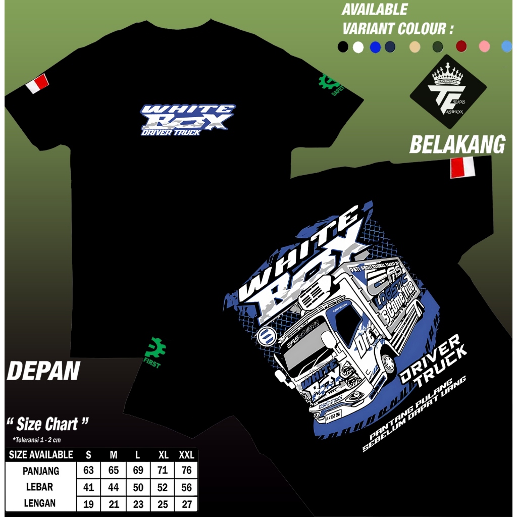 Trans Fashion BAJU KAOS WHITE BOX TRUK KAOS BOX DRIVER KAOS DRIVER KAOS TRUK DEWASA KAOS TRUK OLENG
