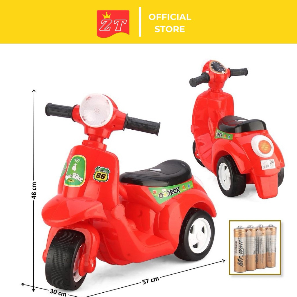 ZEINTOYS Mainan anak motor vespa mini anak funbike musik