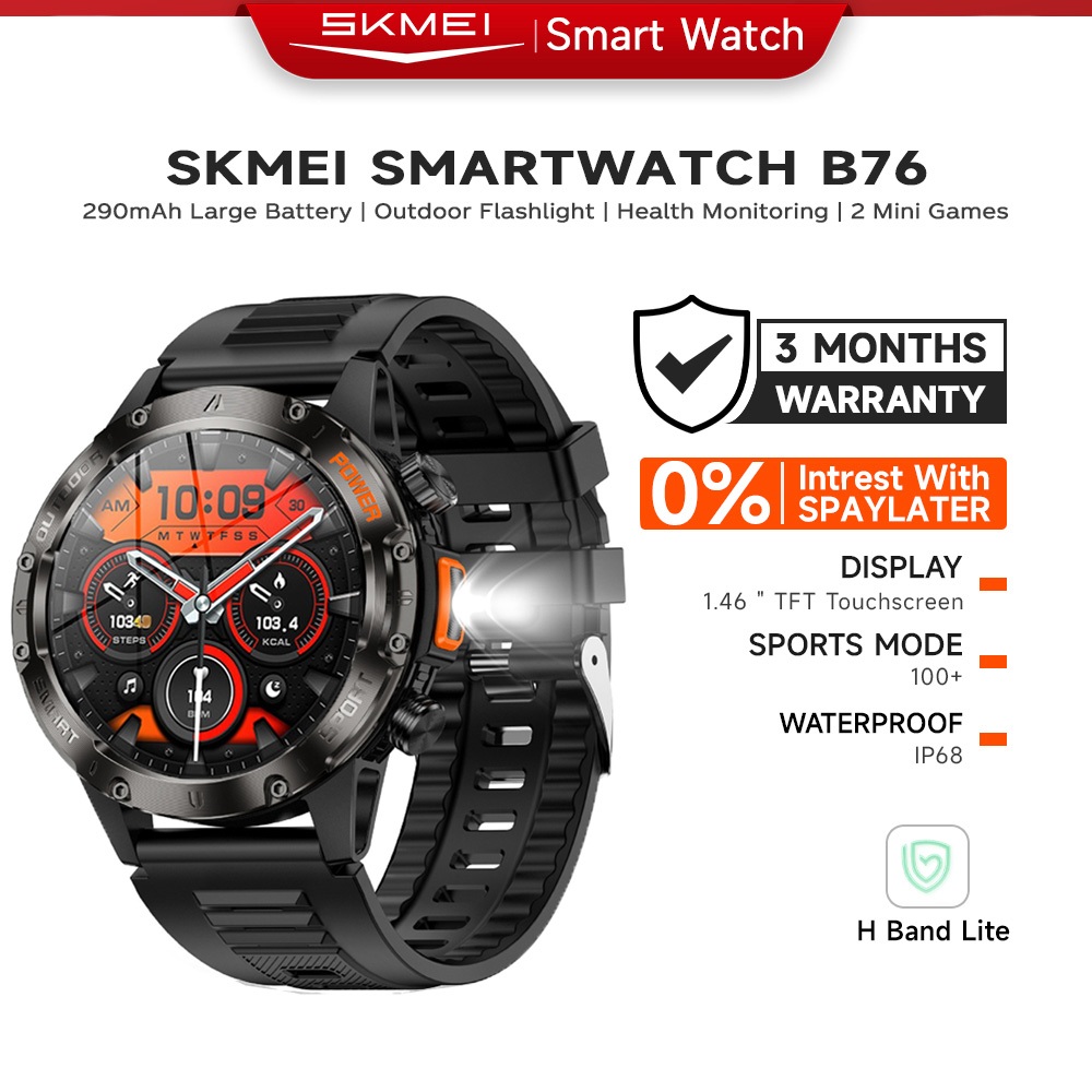 BOZLUN B76 Smartwatch LED Light Jam Tangan Sport Pria 1.46inci Touch Screen 290mAh Battery Bisa DIY 