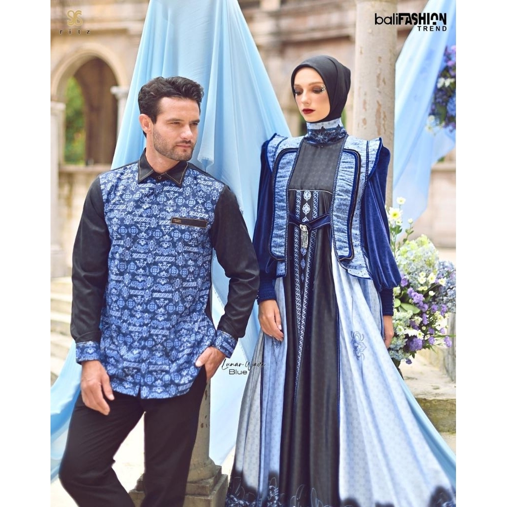 [RITZ SYARI] GAMIS SYARI TERBARU / DRESS SET PRINTING " LUNAR WAVE " BY RITZ SYARI