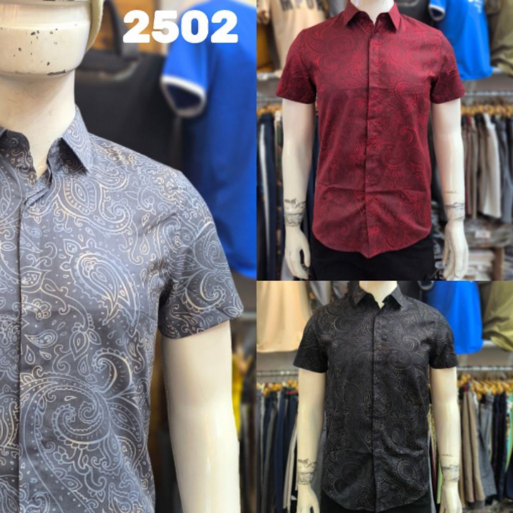 2503 / KEMEJA PENDEK PRIA BAHAN SATIN IMPORT