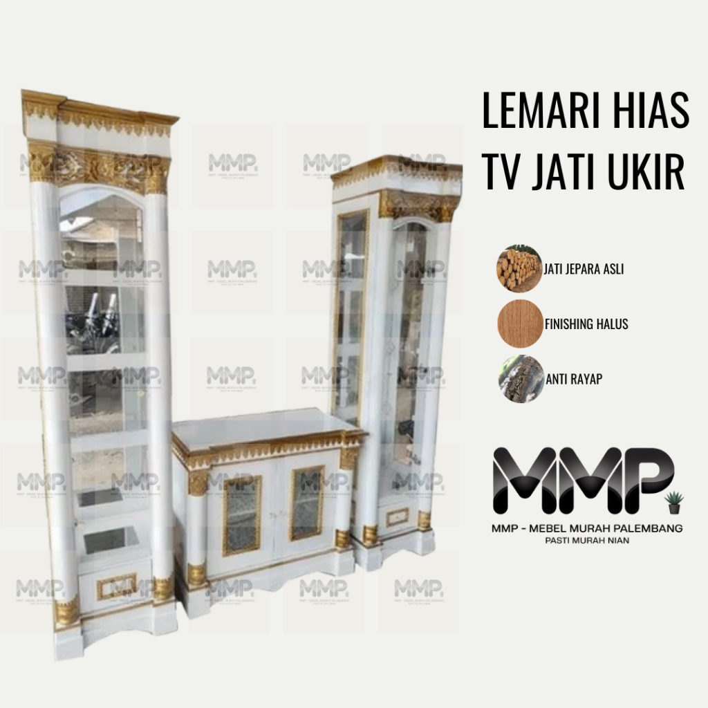 Lemari Hias TV Jati Ukir | Lemari Hias Buffet TV Jati Ukir Murah Palembang